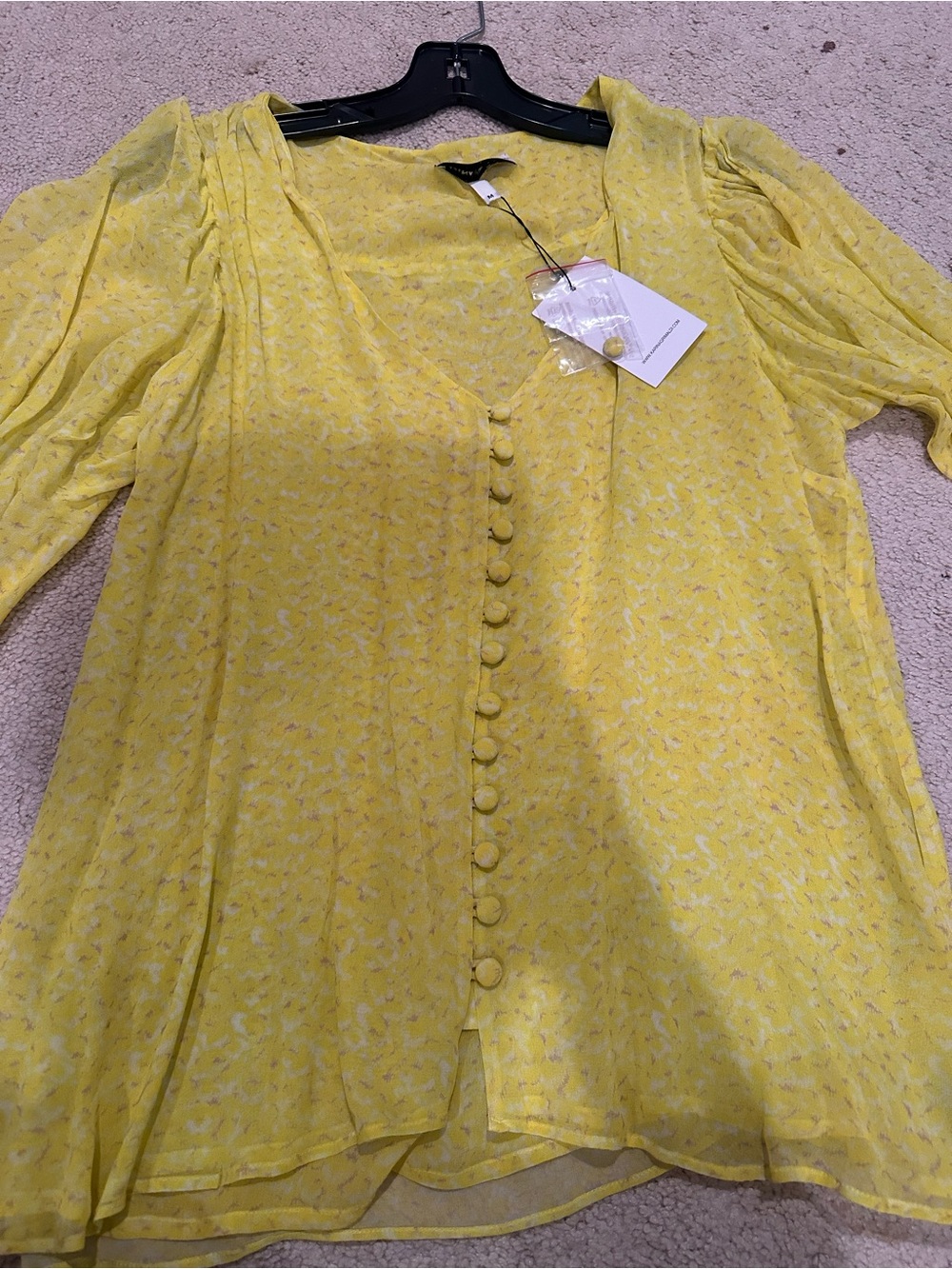 Karina Grimaldi yellow print blouse size medium new with tags